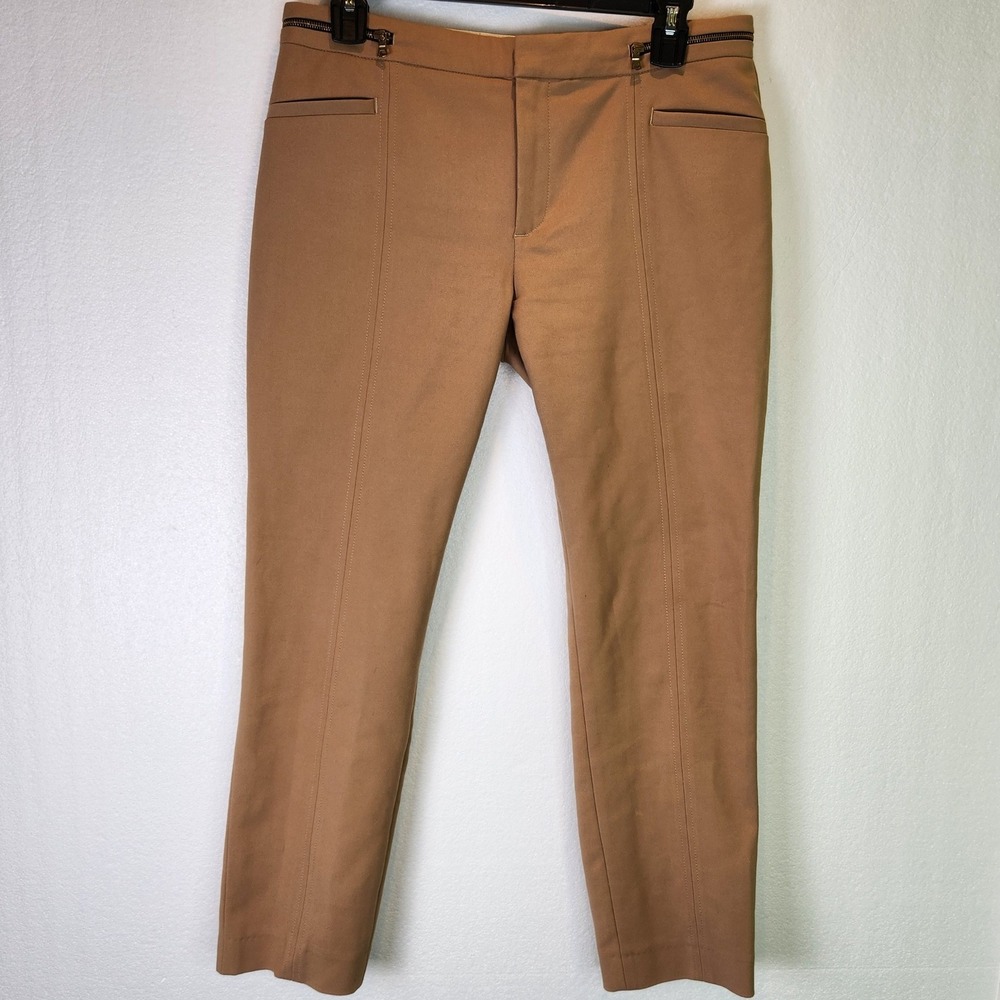 Zara Woman‎ Camel Tan Zipper Waist Ankle Trousers Pants Size Medium 28